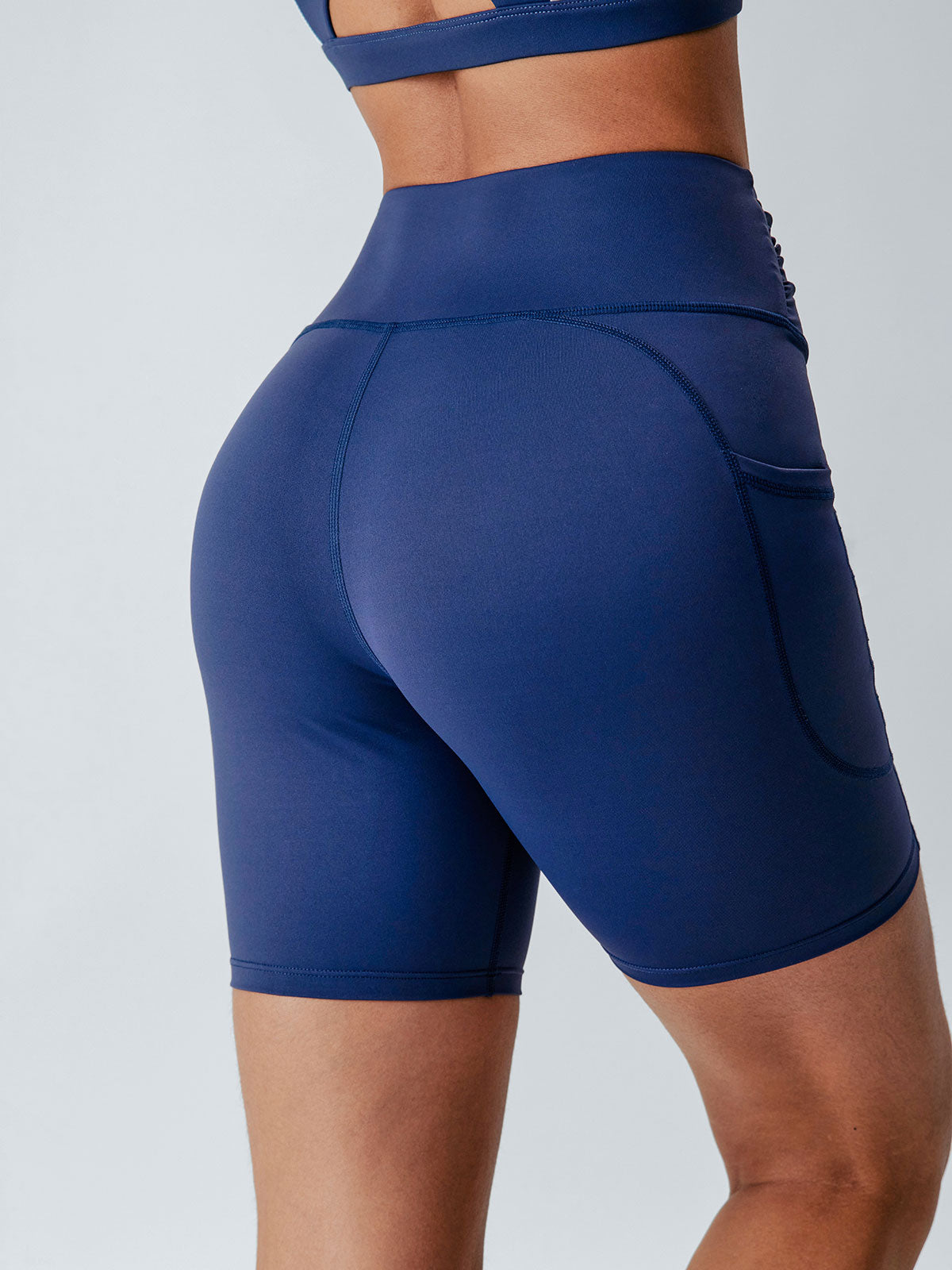 Navy Contrast Panel Sport Shorts