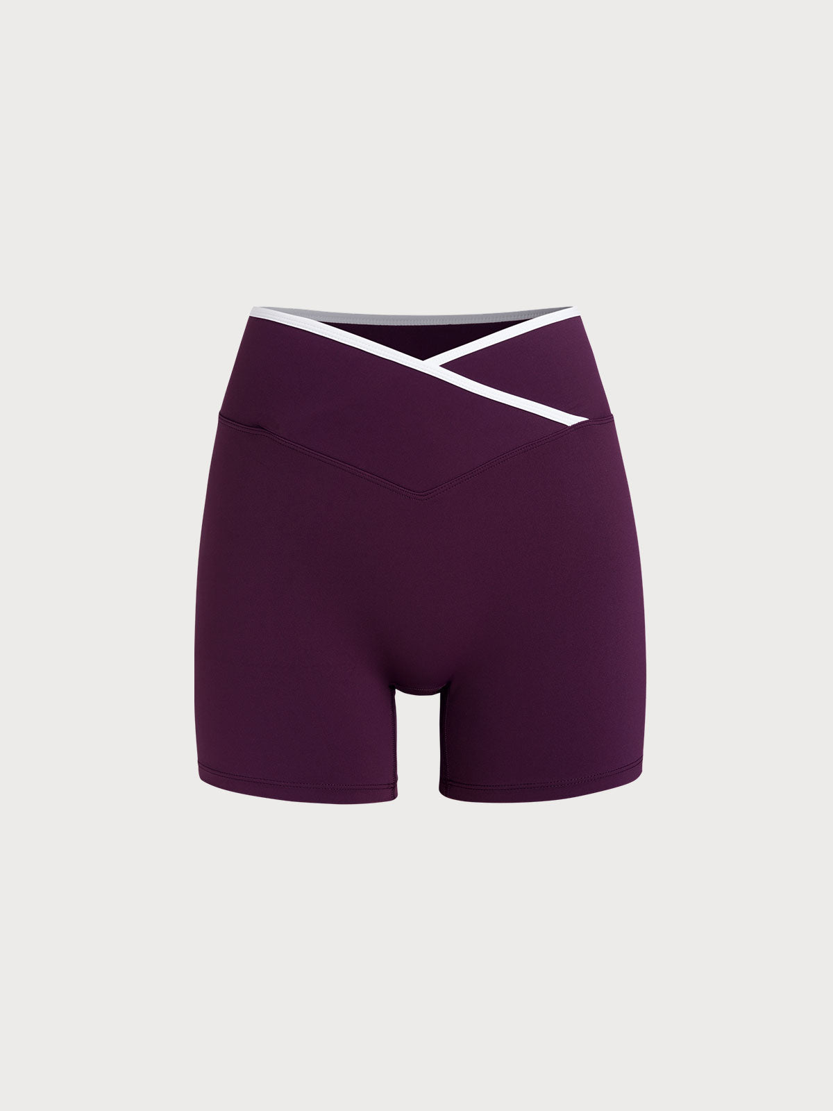 Purple Contrast Front-Cross Sports Shorts 3