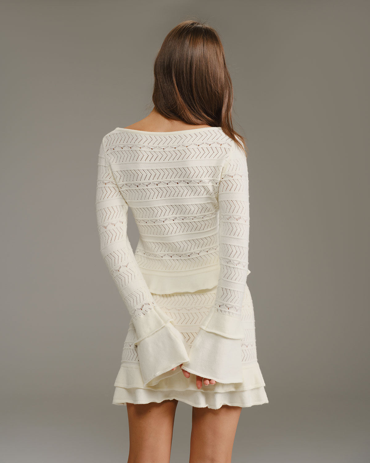 Beige Ruffle Bell Sleeve Tee