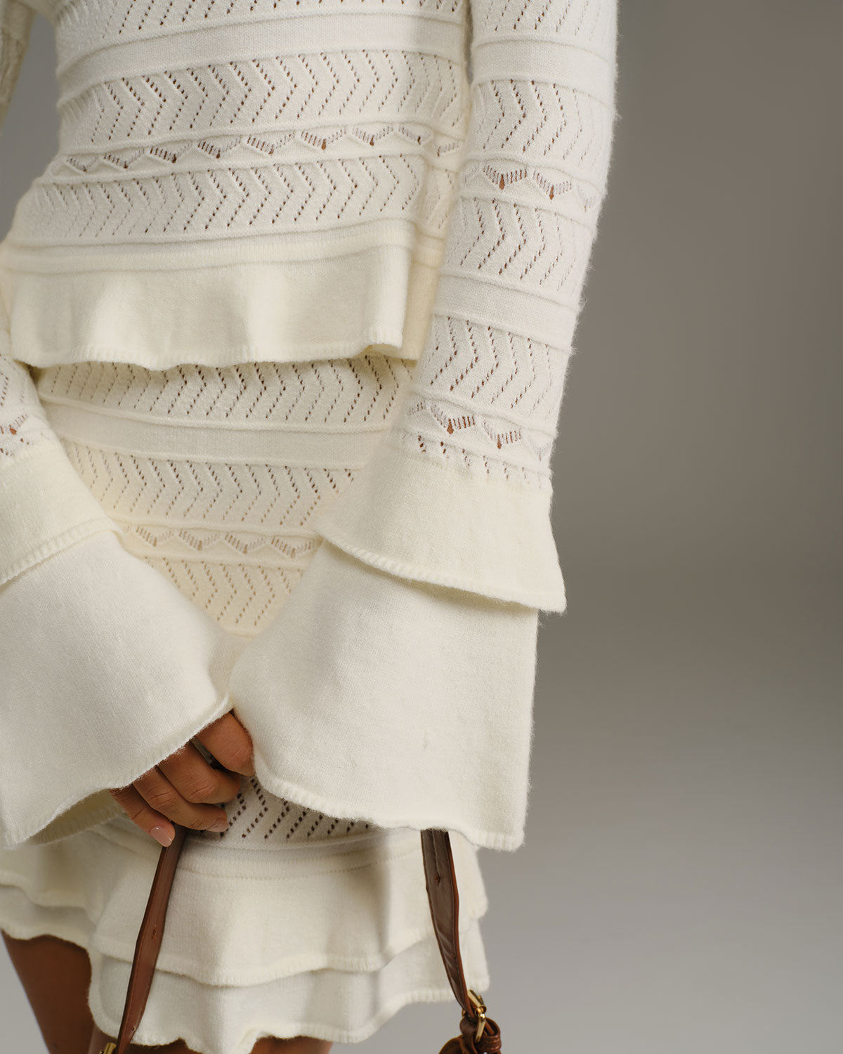 Beige Ruffle Bell Sleeve Tee