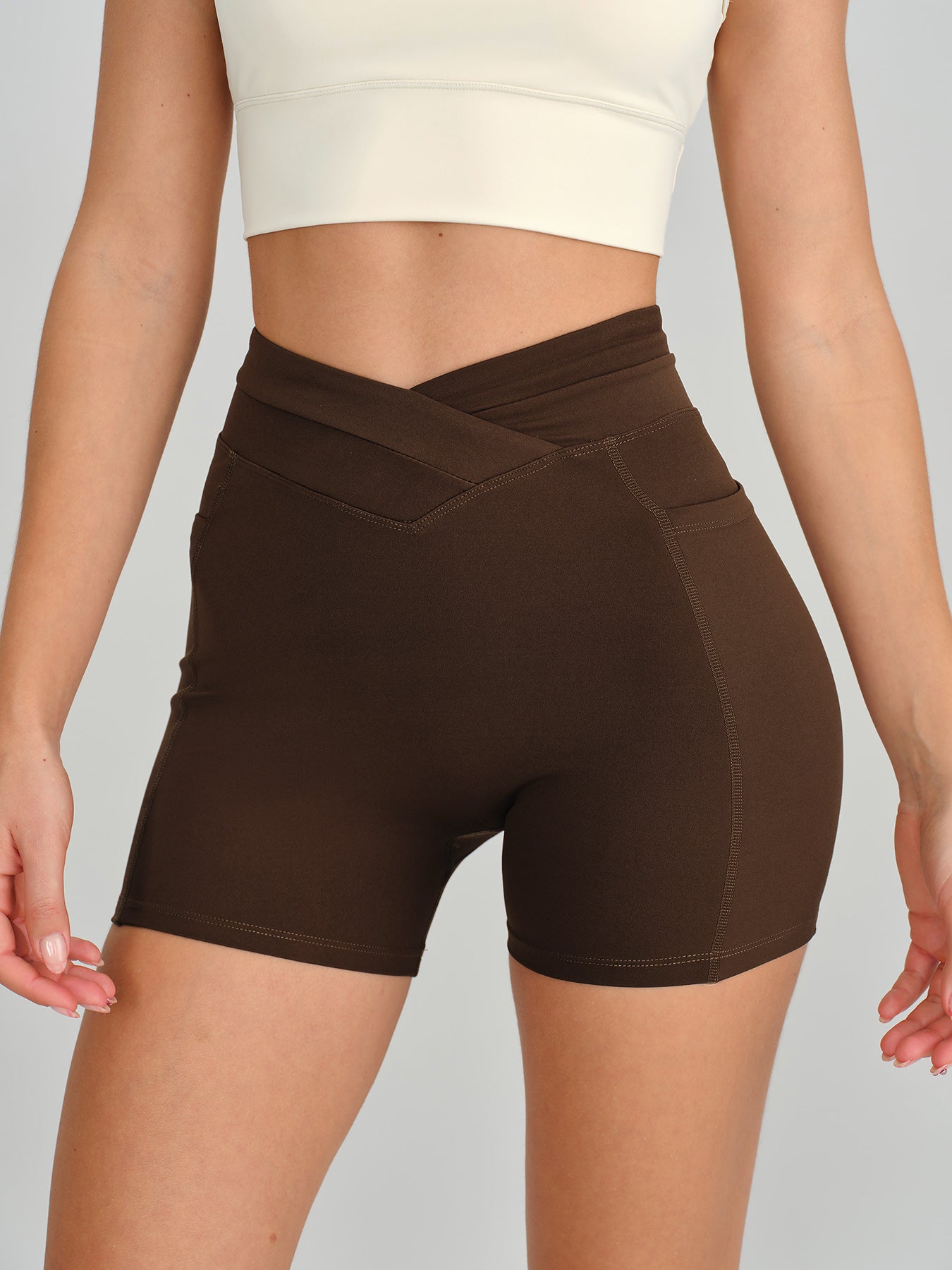 Coffee High Waisted Shorts 3