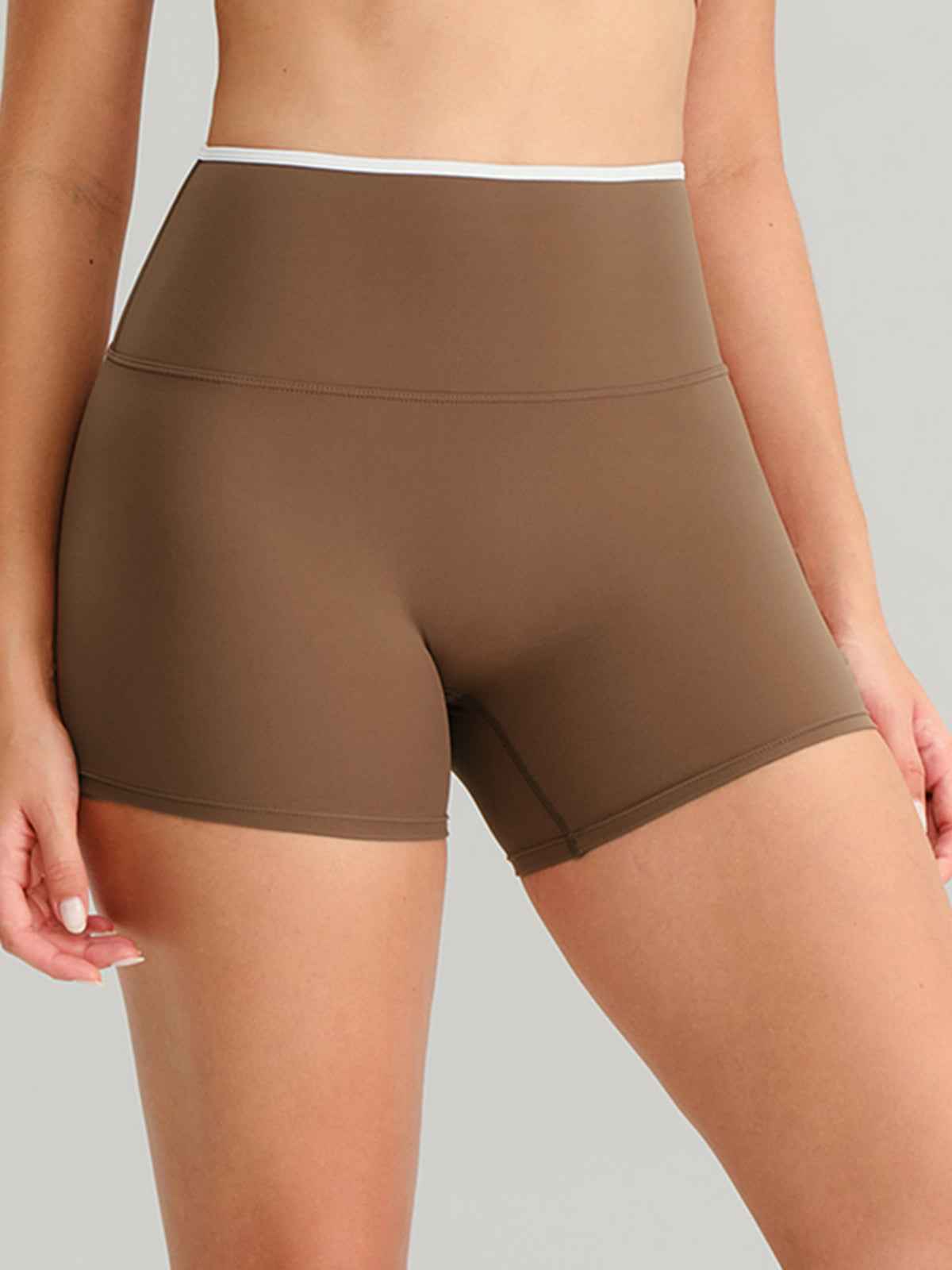 Brown Natural Waisted Sports Shorts 3