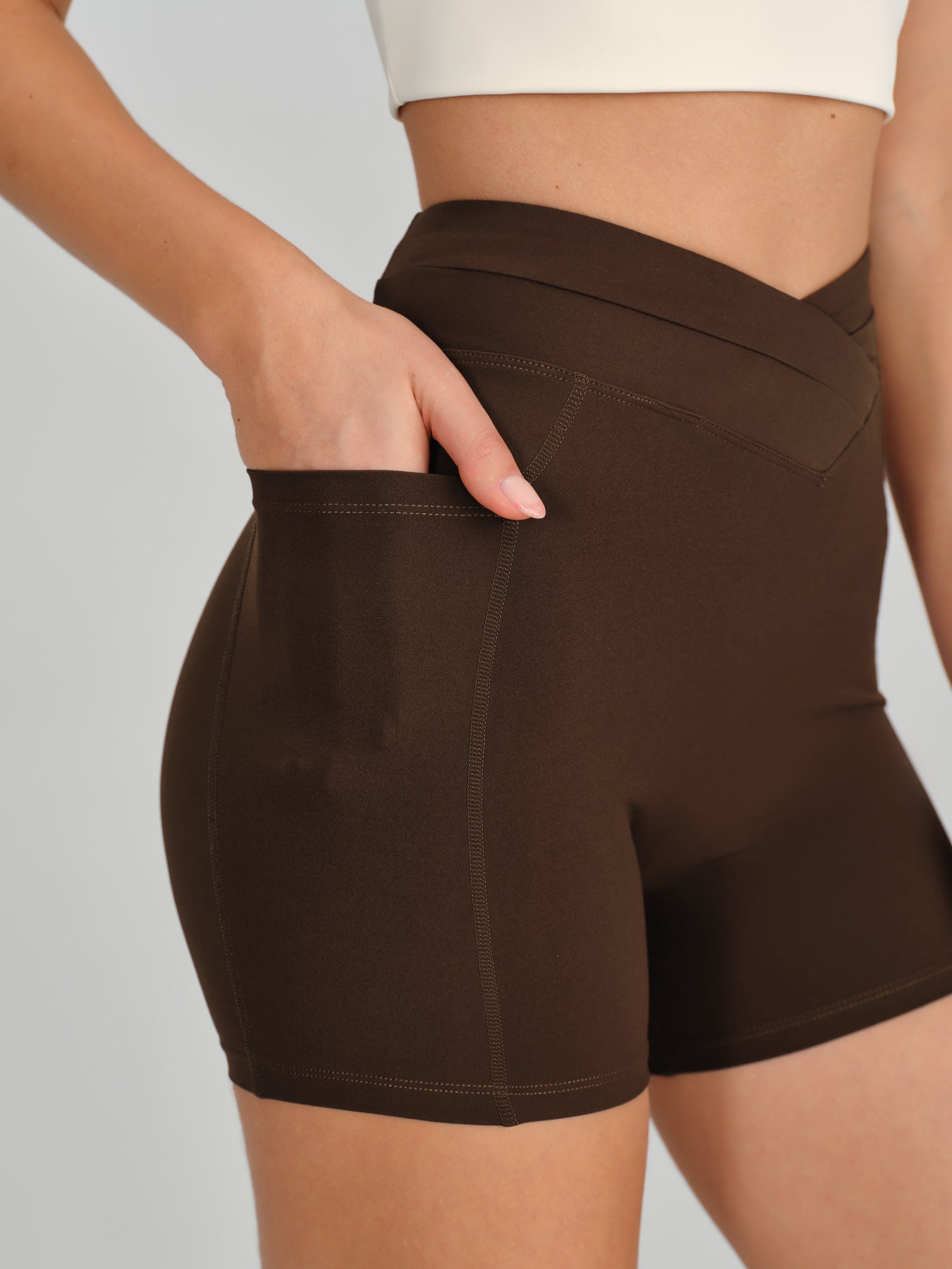 Coffee High Waisted Shorts 3