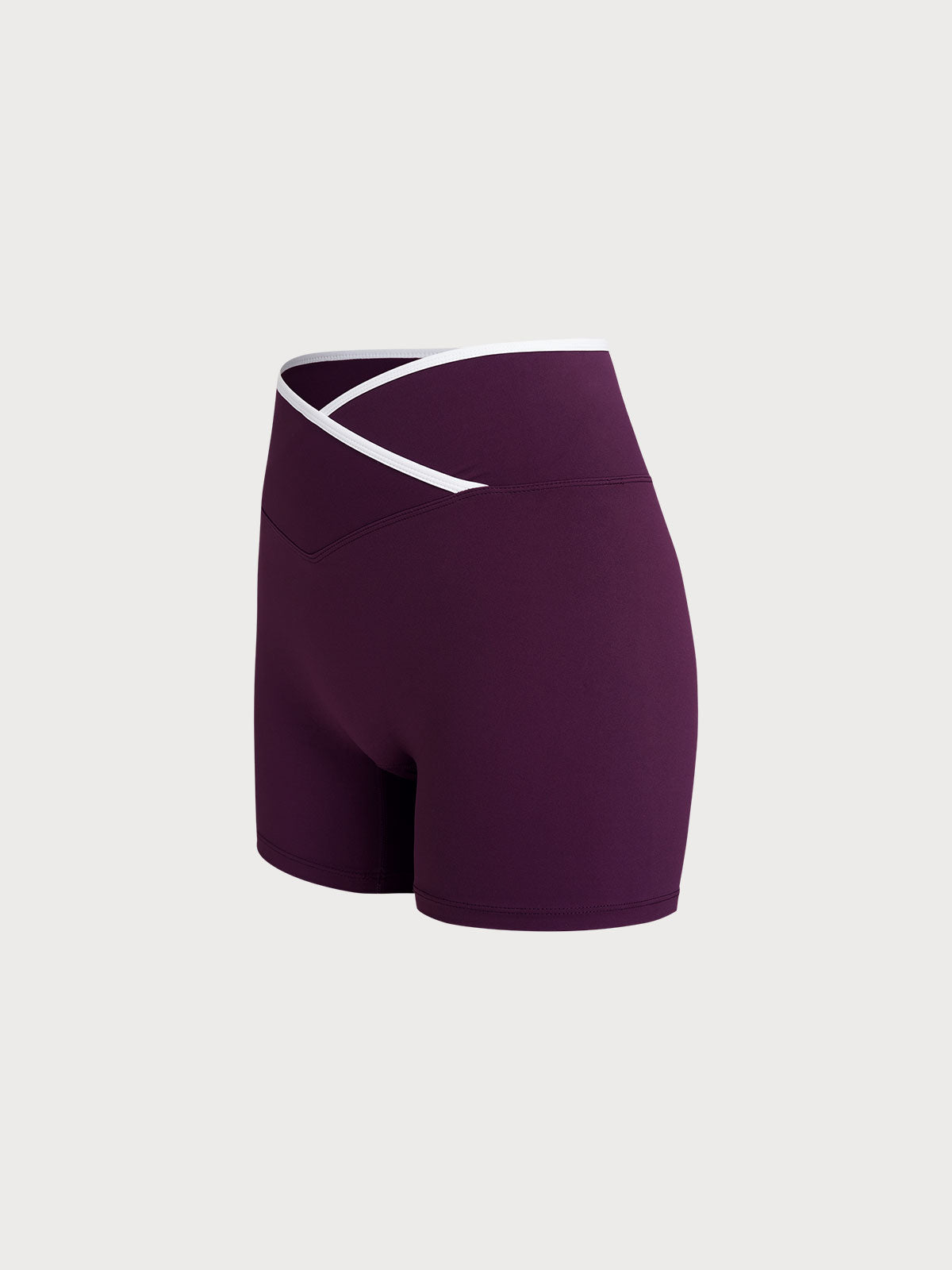 Purple Contrast Front-Cross Sports Shorts 3