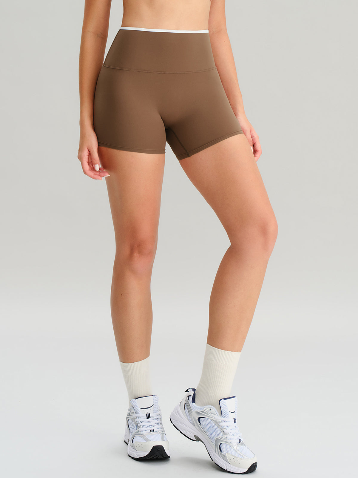 Brown Natural Waisted Sports Shorts 3