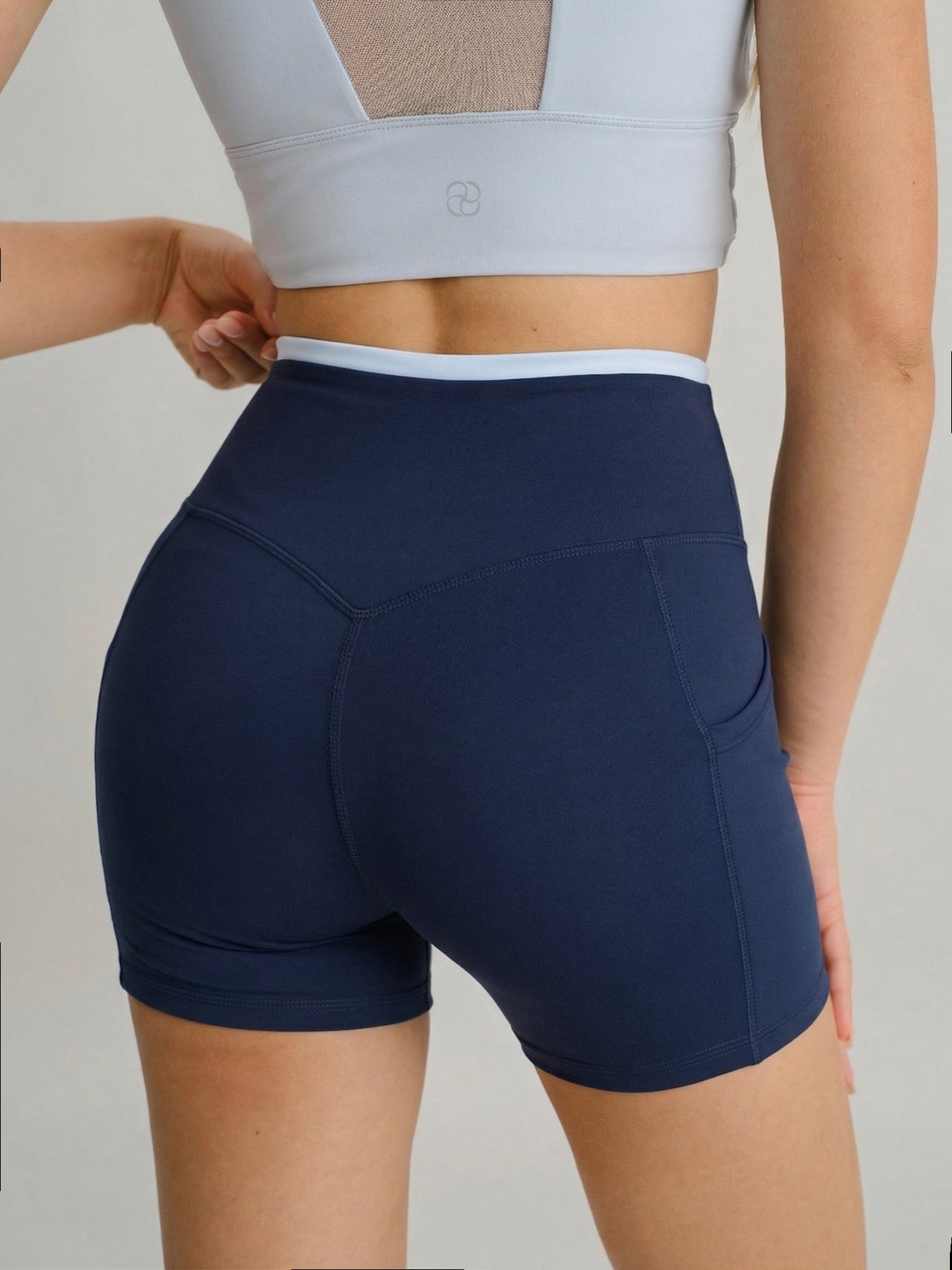 Navy High-Waist Pocket Biker Shorts 3