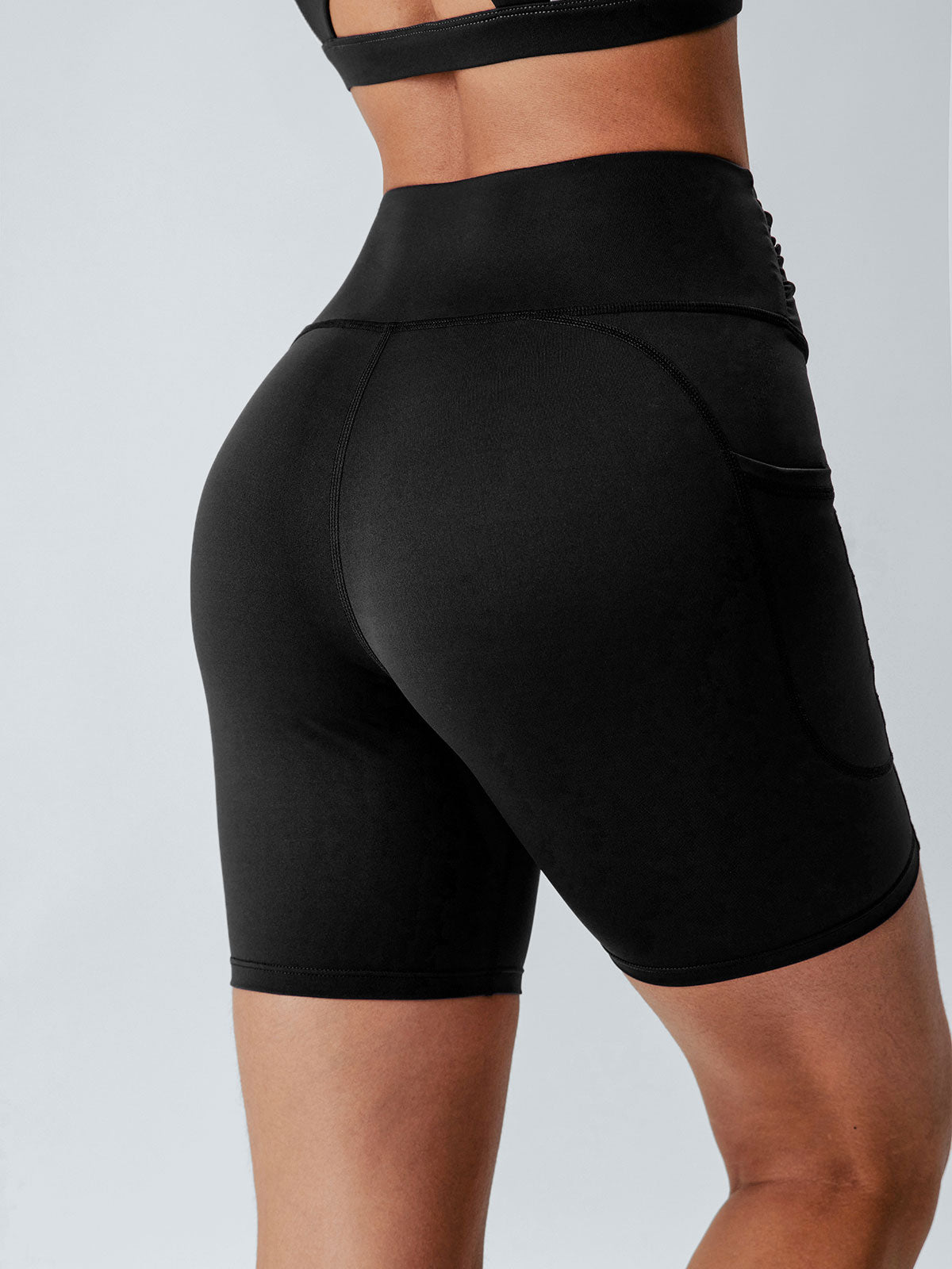 Black Contrast Panel Sport Shorts