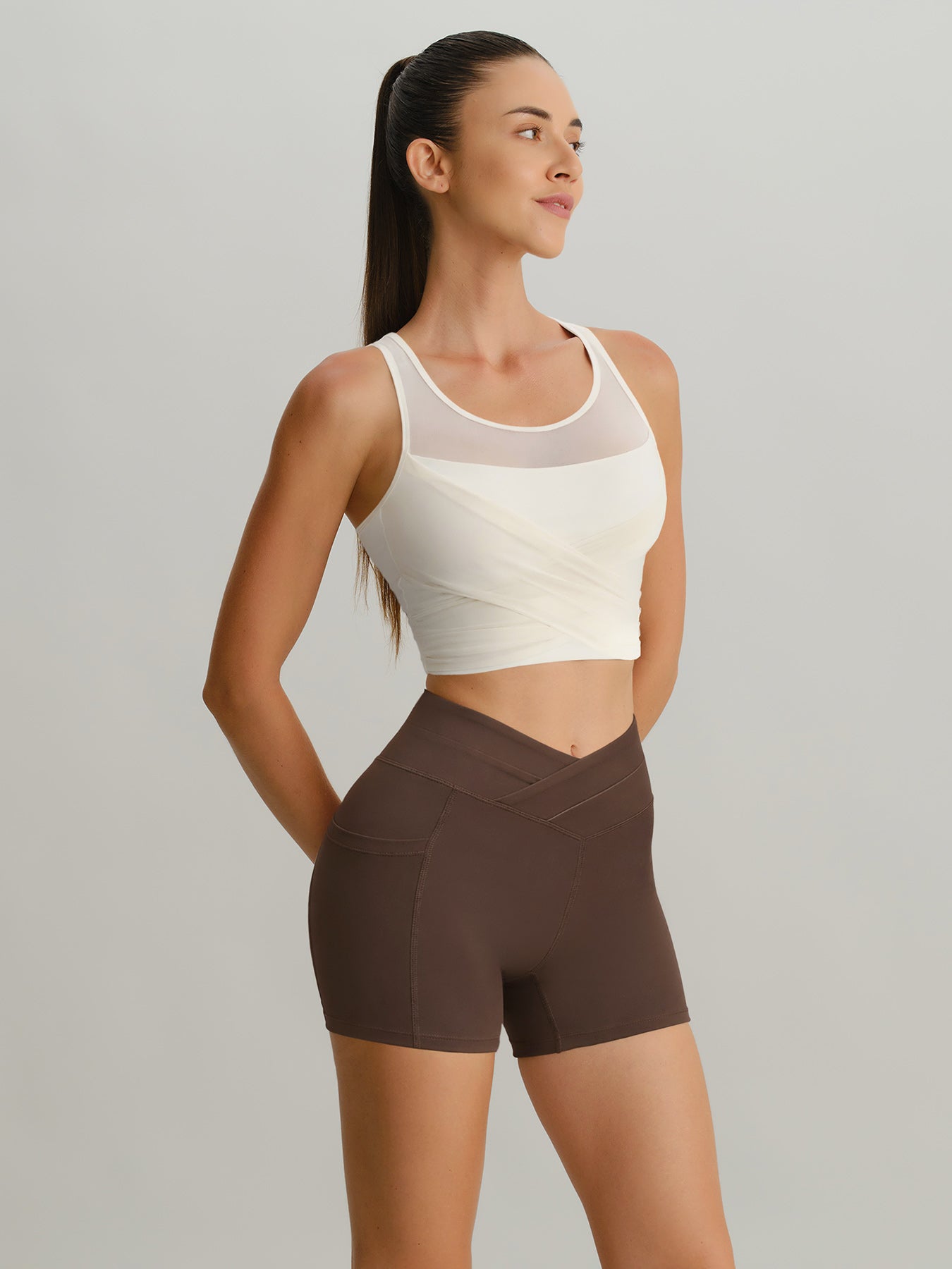 Coffee High Waisted Shorts 3