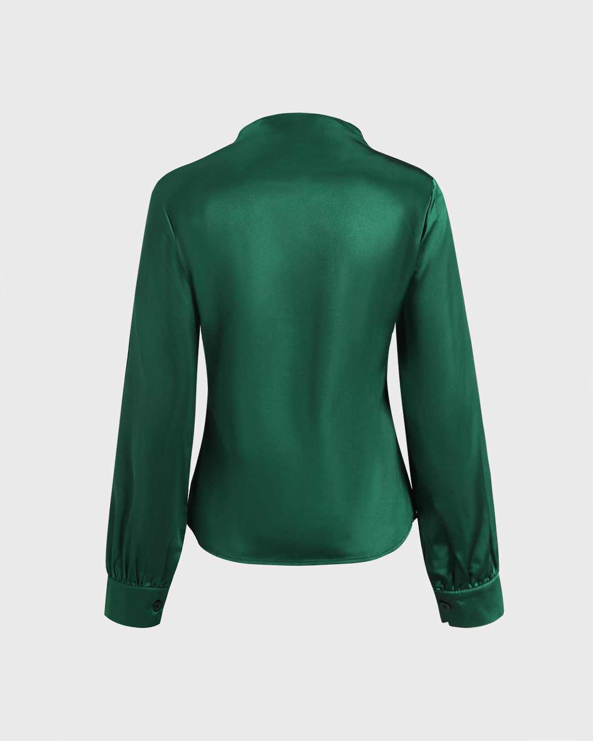 Green Satin V Neck Shirt