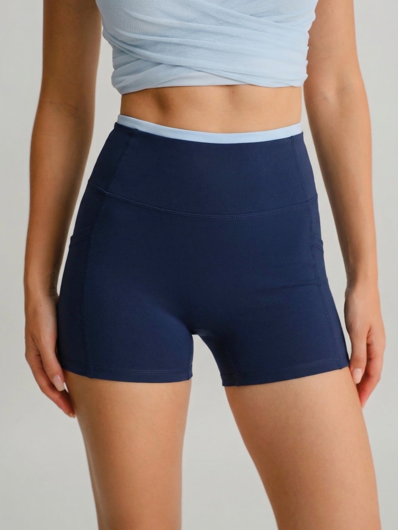 Navy High-Waist Pocket Biker Shorts 3