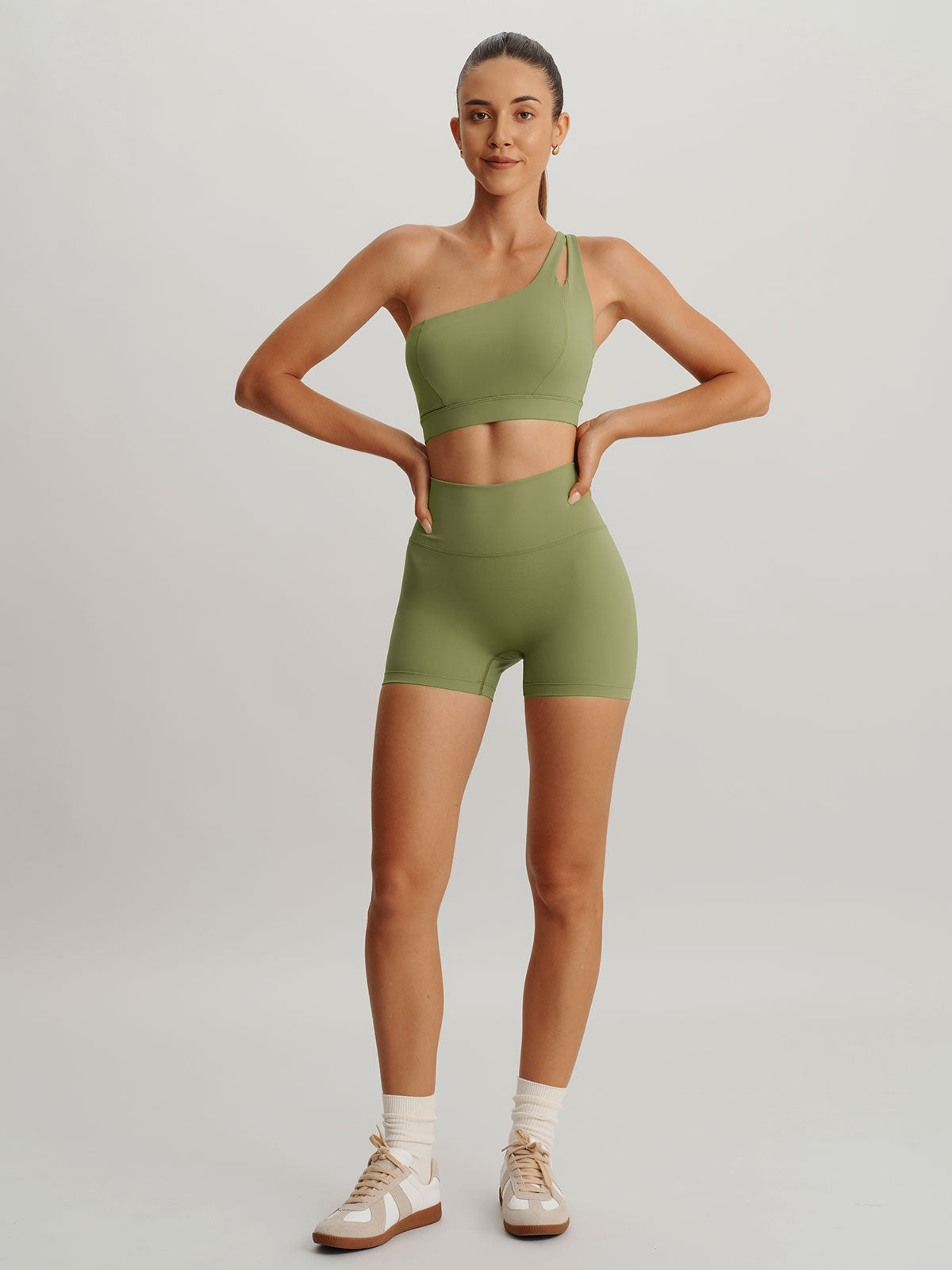 Green Cut Out Shorts 3