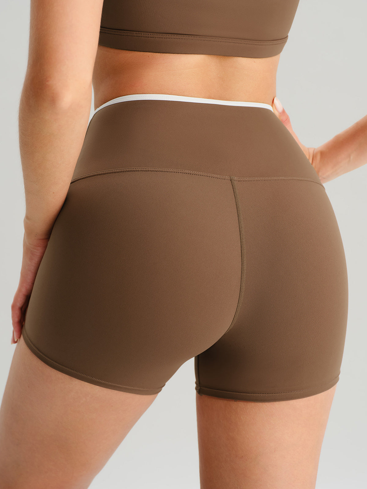 Brown Natural Waisted Sports Shorts 3