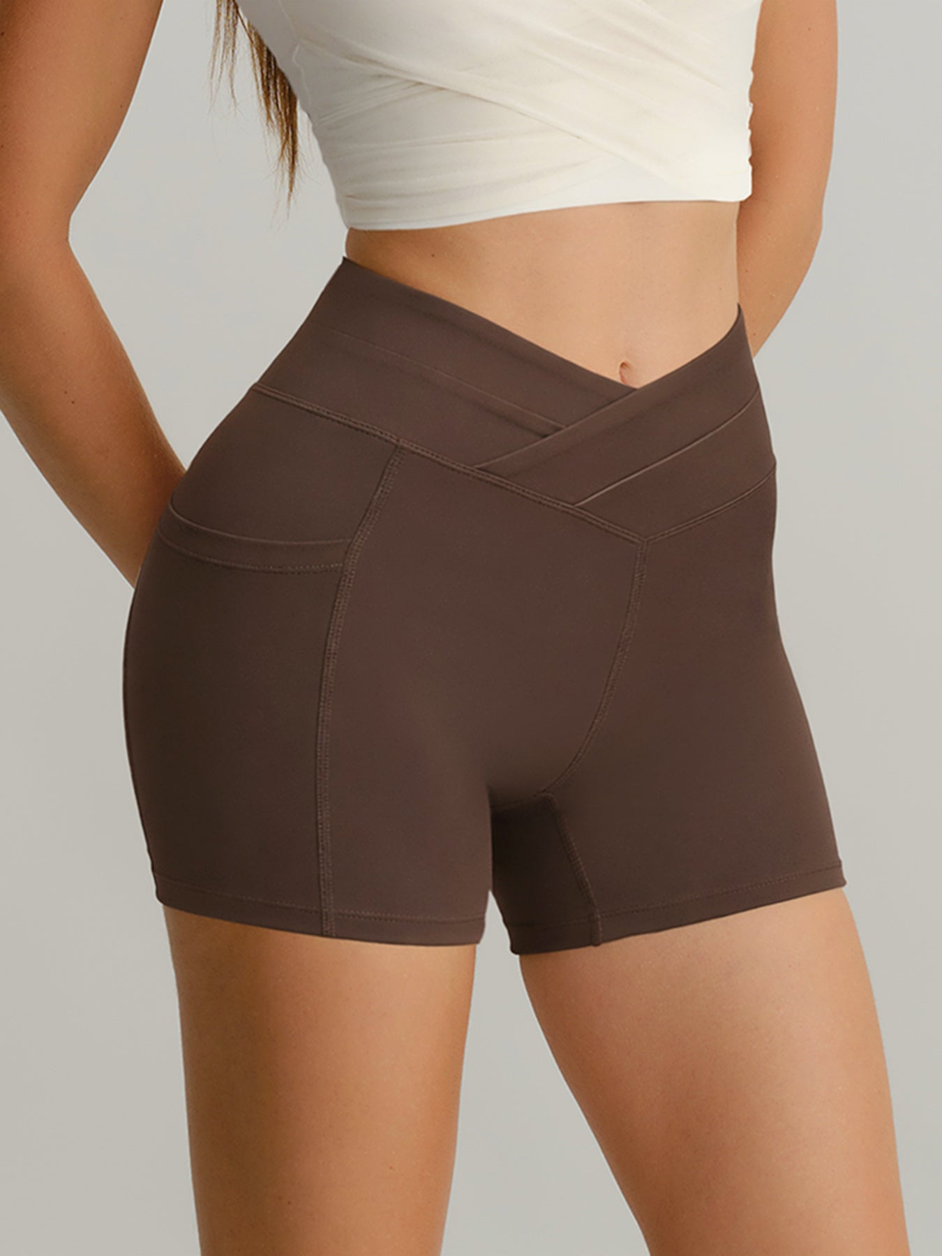 Coffee High Waisted Shorts 3