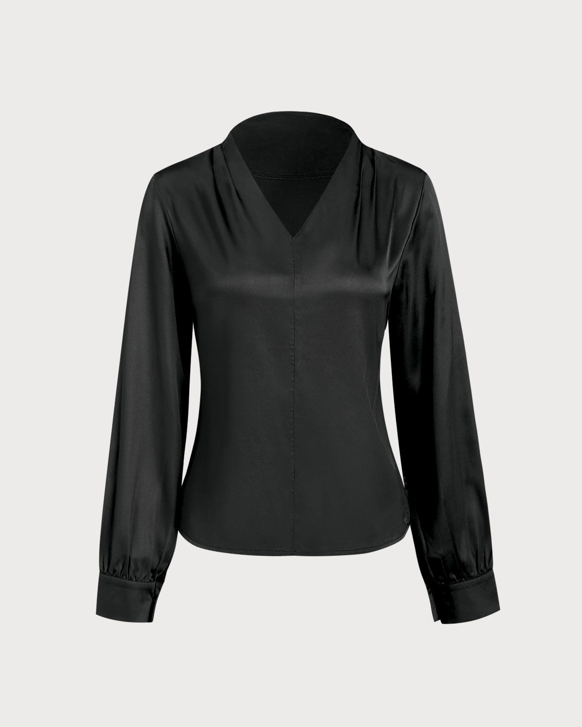 Black Satin V Neck Shirt