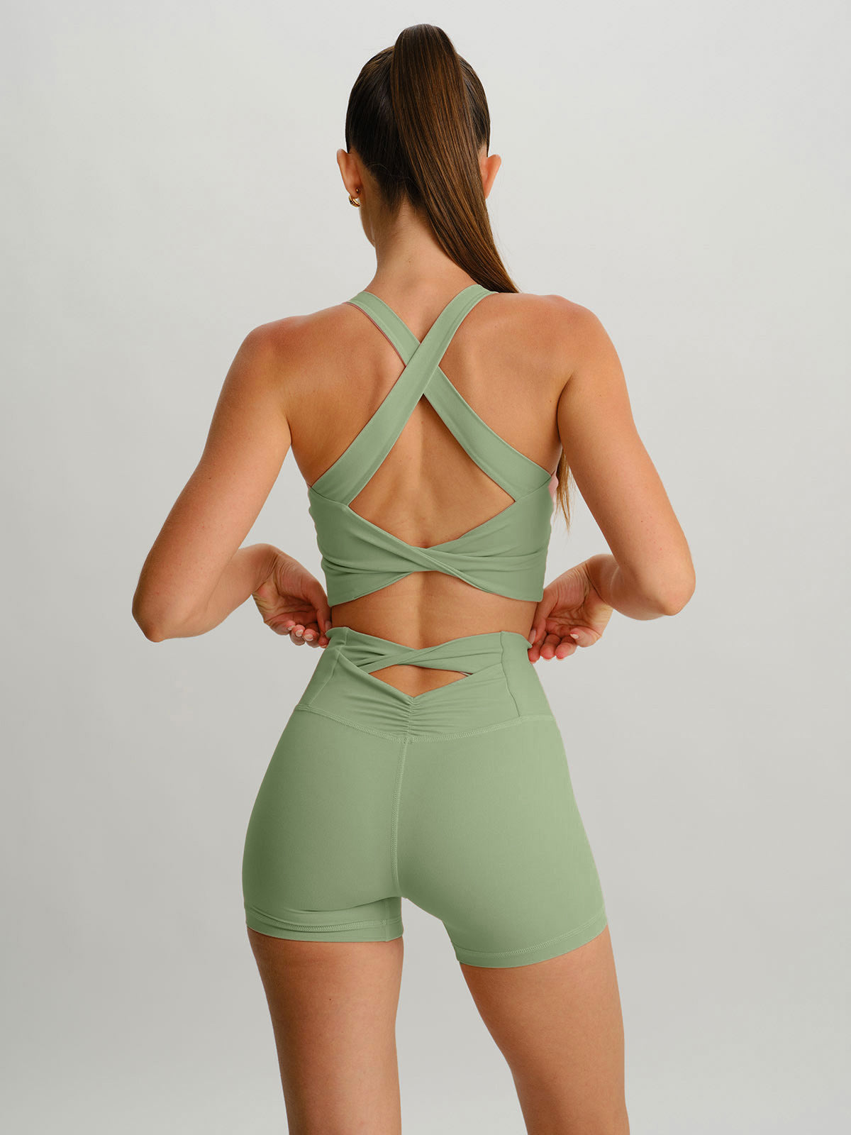 Light Green Cut Out Shorts 3