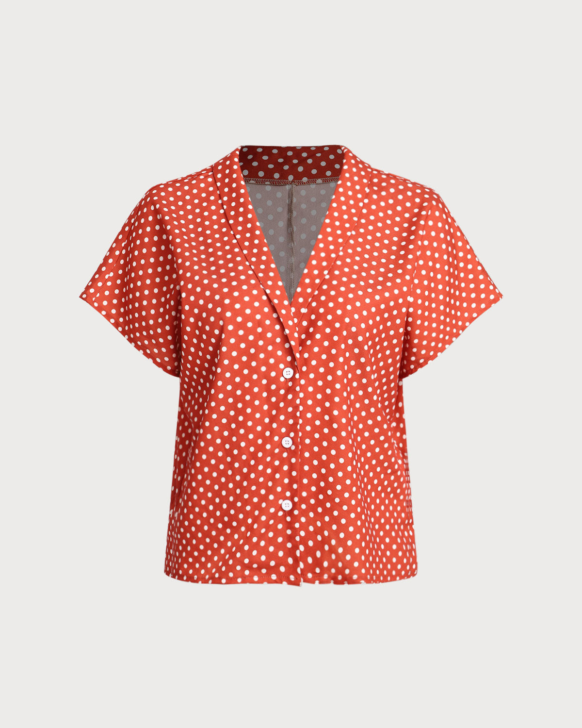 Red Polka Dot Button Blouse