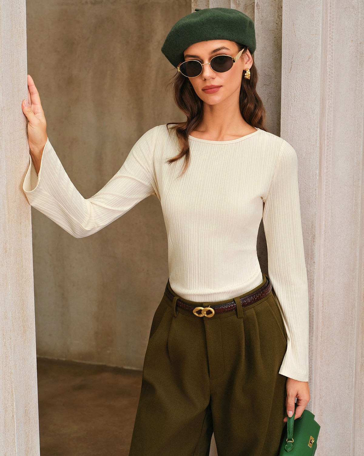 Apricot Backless Knit Tee