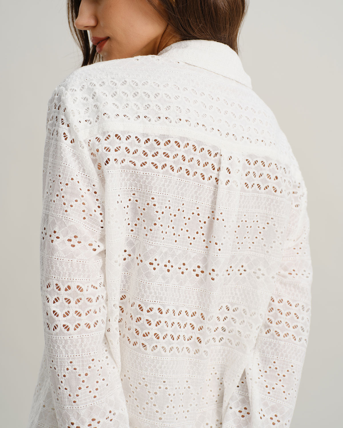 White Textured Loose Casual Shirt