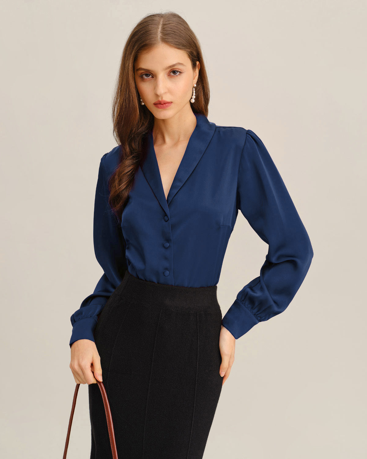 Navy Satin Shirt