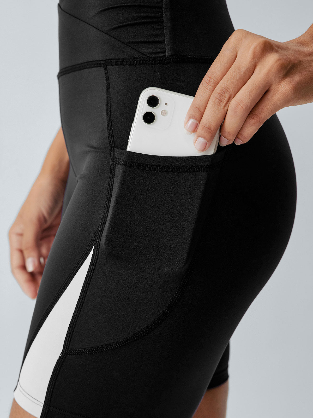 Black Contrast Panel Sport Shorts