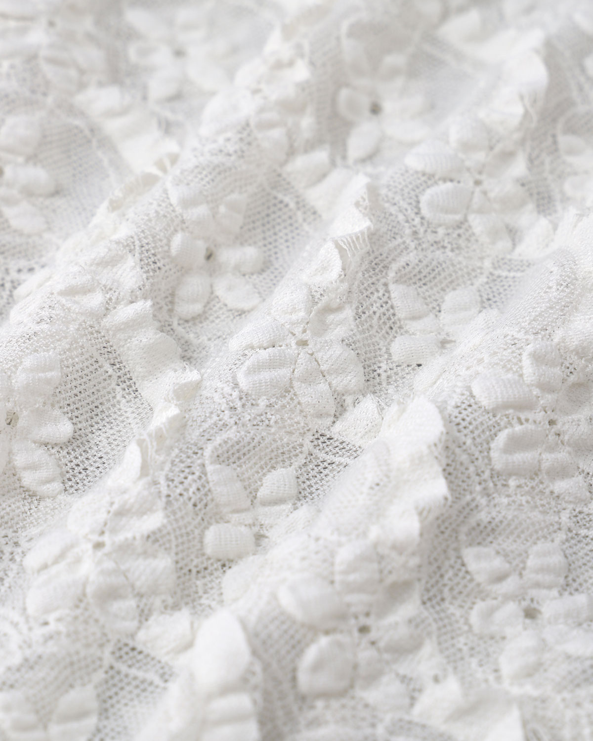 White Ruched Mesh Flower Tankini Swimsuit