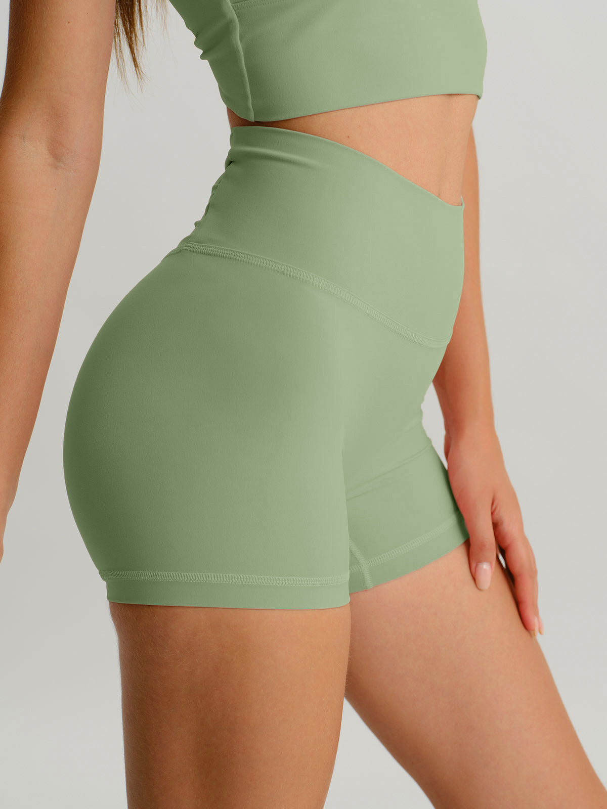 Light Green Cut Out Shorts 3